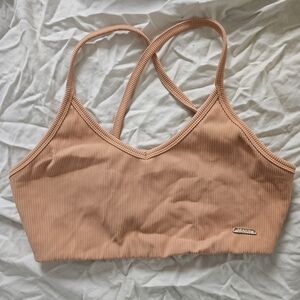 Orange Peach Ribbed Sports Bra